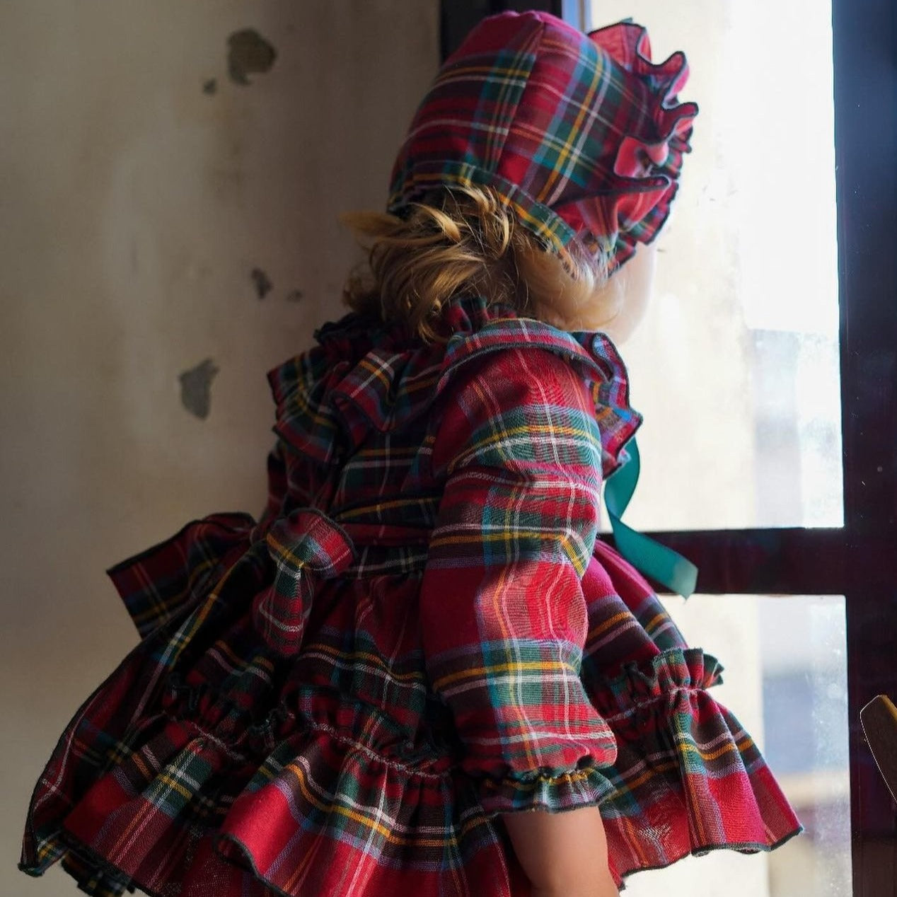 Tartan Plaid Dress and Bonnet